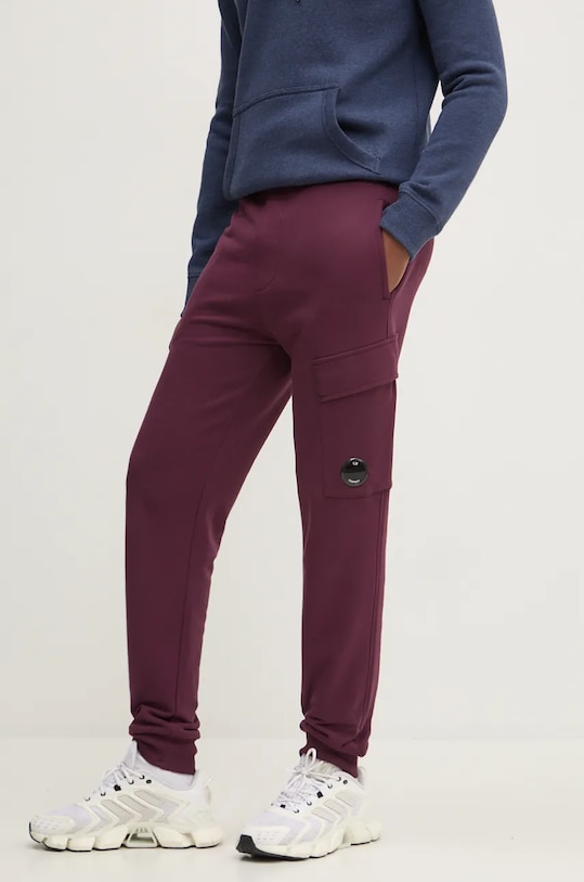 Bavlnené tepláky C.P. Company Diagonal Raised Fleece Cargo Sweatpants bavlna fialová 17CMSP017A005086W