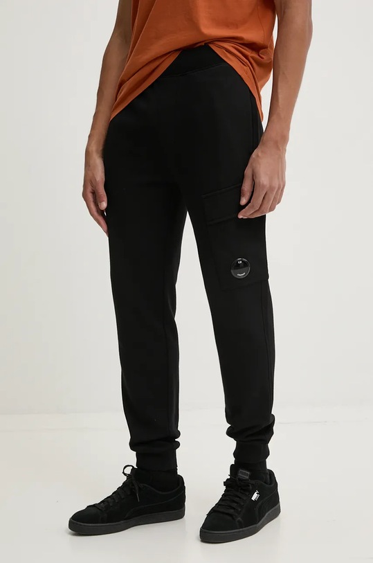 Бавовняні спортивні штани C.P. Company Diagonal Raised Fleece Cargo Sweatpants бавовна чорний 17CMSP017A005086W