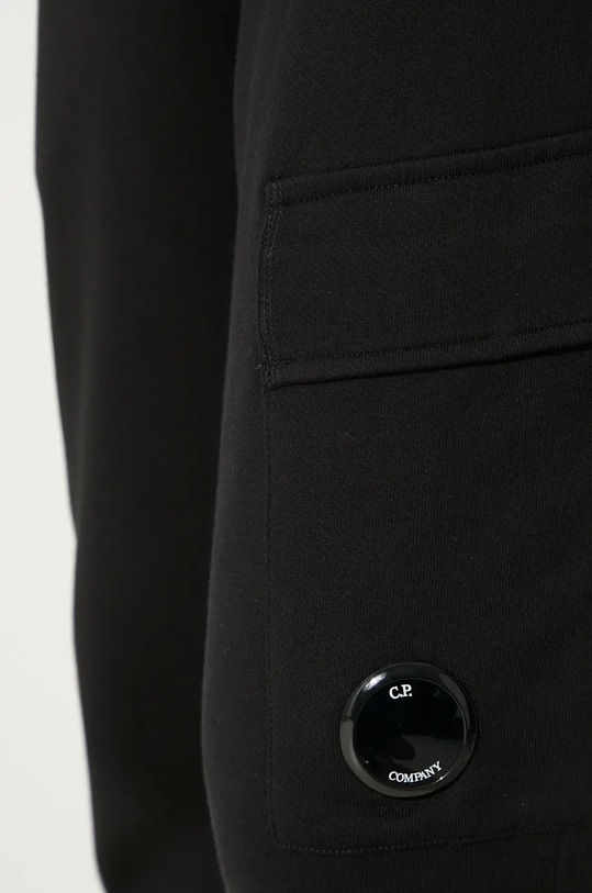 C.P. Company pantaloni della tuta di cotone Diagonal Raised Fleece Cargo Sweatpants nero 17CMSP017A005086W