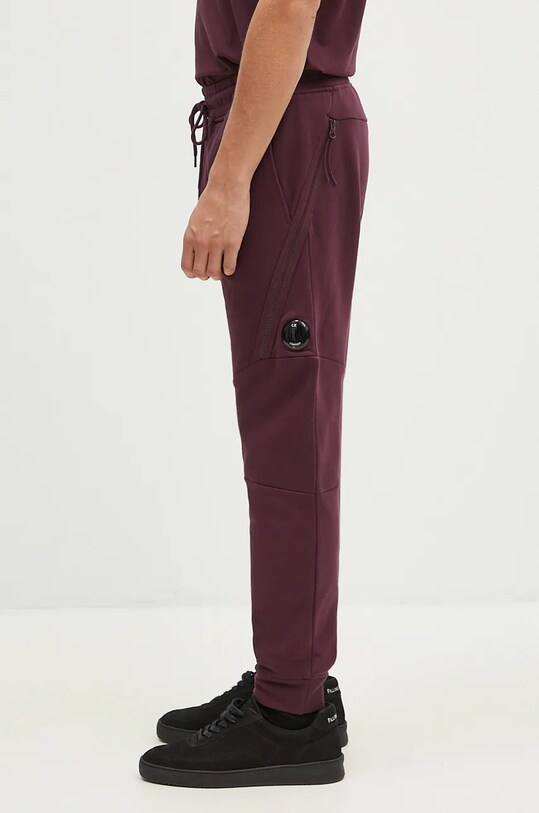 C.P. Company pantaloni della tuta di cotone Diagonal Raised Fleece Lens Sweatpants 17CMSP084A005086W violetto AW24