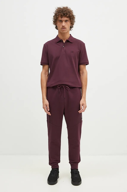 Βαμβακερό παντελόνι C.P. Company Diagonal Raised Fleece Lens Sweatpants 17CMSP084A005086W μωβ