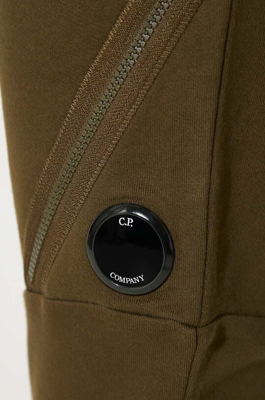 Βαμβακερό παντελόνι C.P. Company Diagonal Raised Fleece Lens Sweatpants 17CMSP084A005086W πράσινο