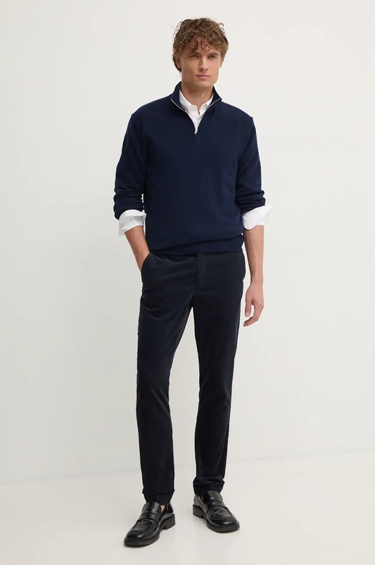 Manšestrové kalhoty Hackett London HM212656R námořnická modř AW24