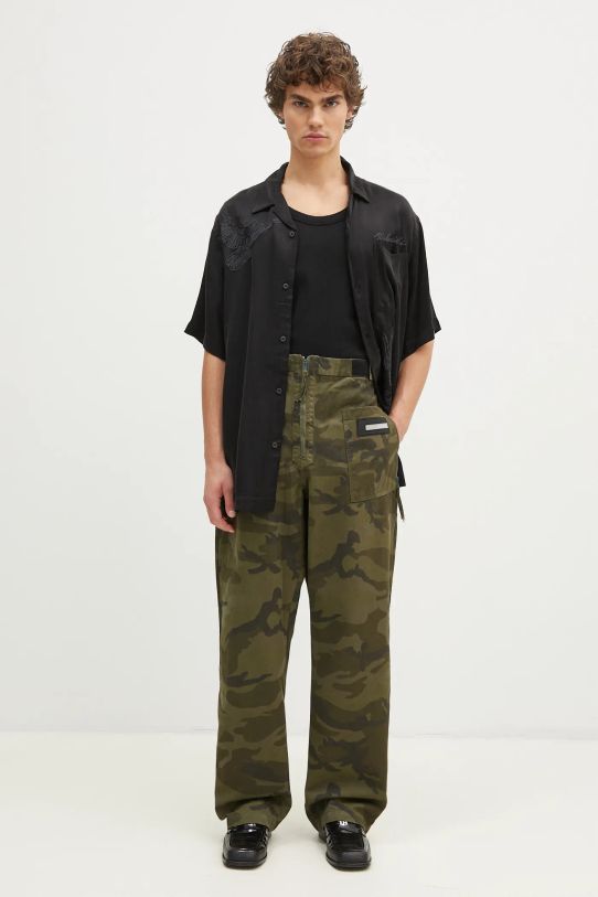 Βαμβακερό παντελόνι Aries Camo Walking Trouser AR3111102 πράσινο