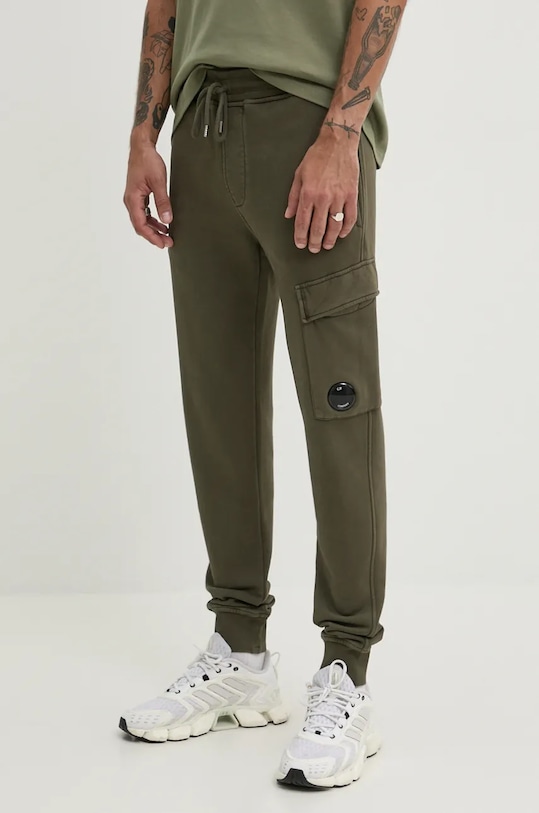 C.P. Company pantaloni de trening din bumbac bumbac verde 17CMSP062A006372R