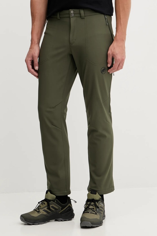 Športové nohavice Mammut Runbold Winter s elastanom zelená 1021.01380