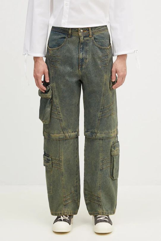 Τζιν παντελόνι Andersson Bell Cargo Coated Wide-Leg Jeans πράσινο apa749m