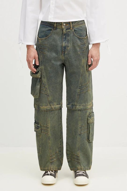 Дънки Andersson Bell Cargo Coated Wide-Leg Jeans зелен apa749m