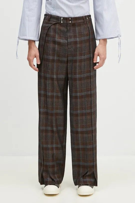 Andersson Bell wool trousers Soe Check Wrap Trousers fabric brown apa753m
