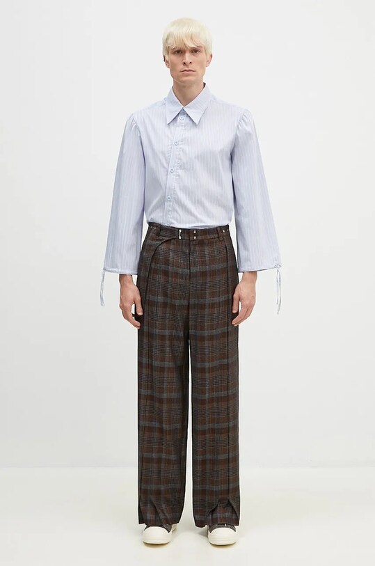 Vlněné kalhoty Andersson Bell Soe Check Wrap Trousers apa753m hnědá