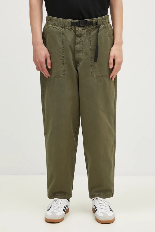 Barbour pantaloni de bumbac Grindle Relaxed Canvas Trouser drept verde MTR0721