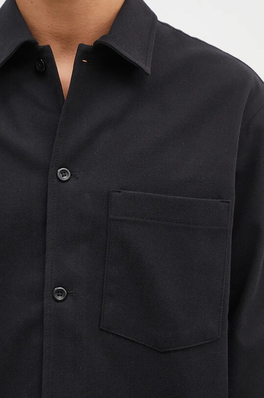 Norse Projects cămașă din lână Carsten Cotton Wool LS Shirt negru N40.0806.9999