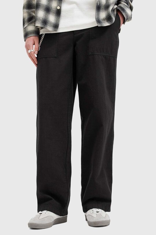 Бавовняні штани AllSaints CREEK TROUSER M021TB чорний AW24
