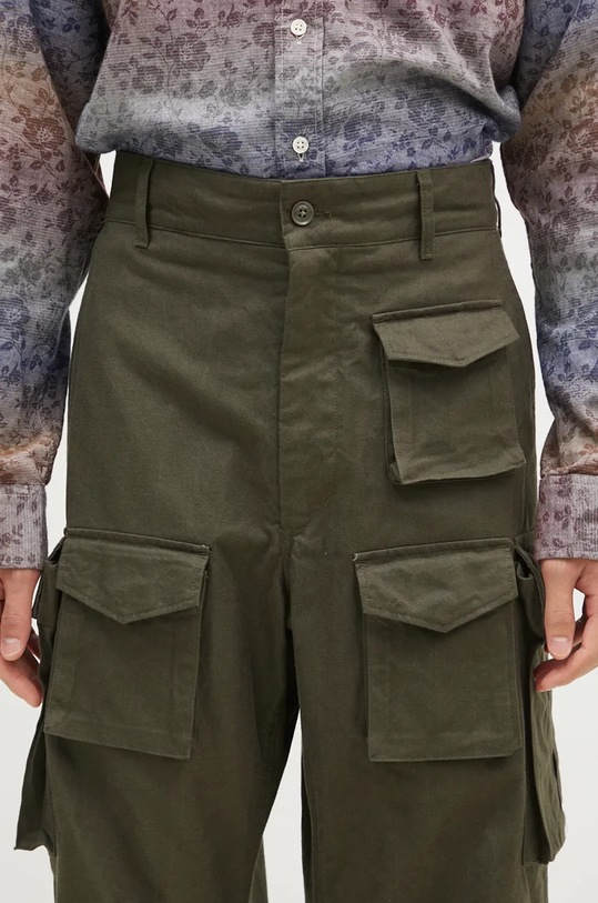 Памучен панталон Engineered Garments FA Pant зелен 24F1F016