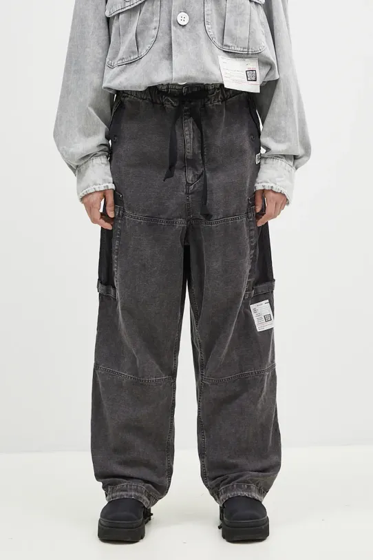 Βαμβακερό παντελόνι Maison MIHARA YASUHIRO Satin Cargo βαμβάκι μαύρο J13PT171