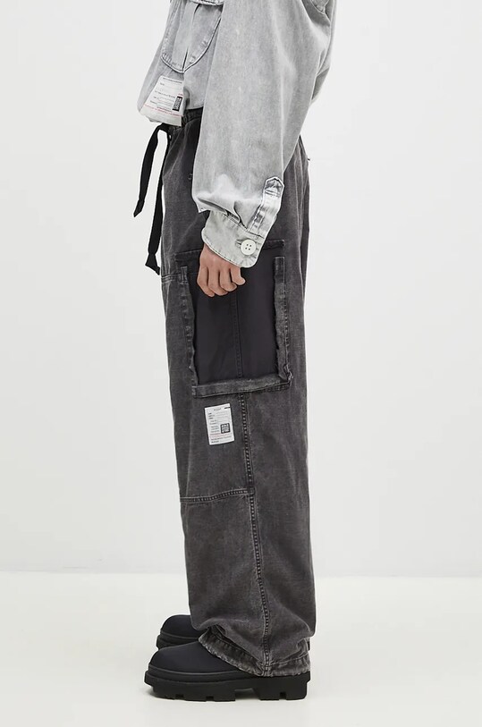 Βαμβακερό παντελόνι Maison MIHARA YASUHIRO Satin Cargo J13PT171 μαύρο AW24