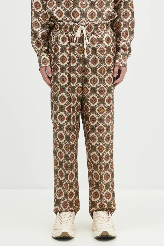 Drôle de Monsieur spodnie jedwabne Le Pantalon Renzo tkanina beżowy E.BP152.SE006.BG