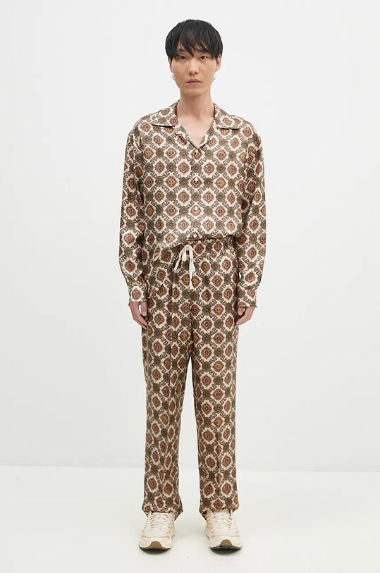 Drôle de Monsieur pantaloni de mătase Le Pantalon Renzo E.BP152.SE006.BG bej