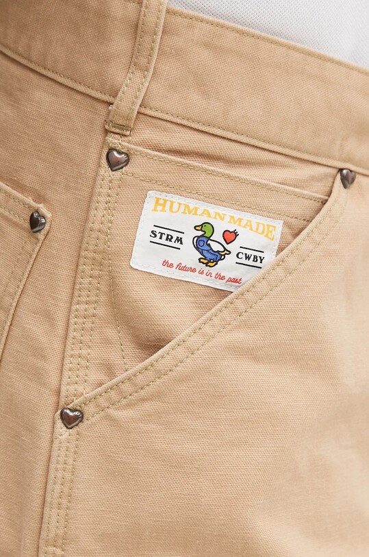 Human Made pantaloni de bumbac Washed Duck Work Pants bej HM28PT011