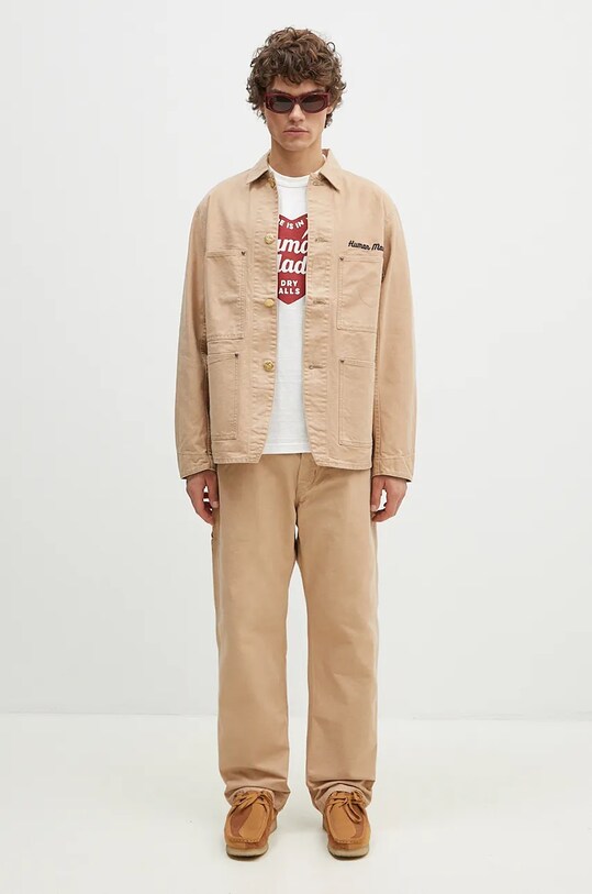 Human Made pantaloni de bumbac Washed Duck Work Pants HM28PT011 bej