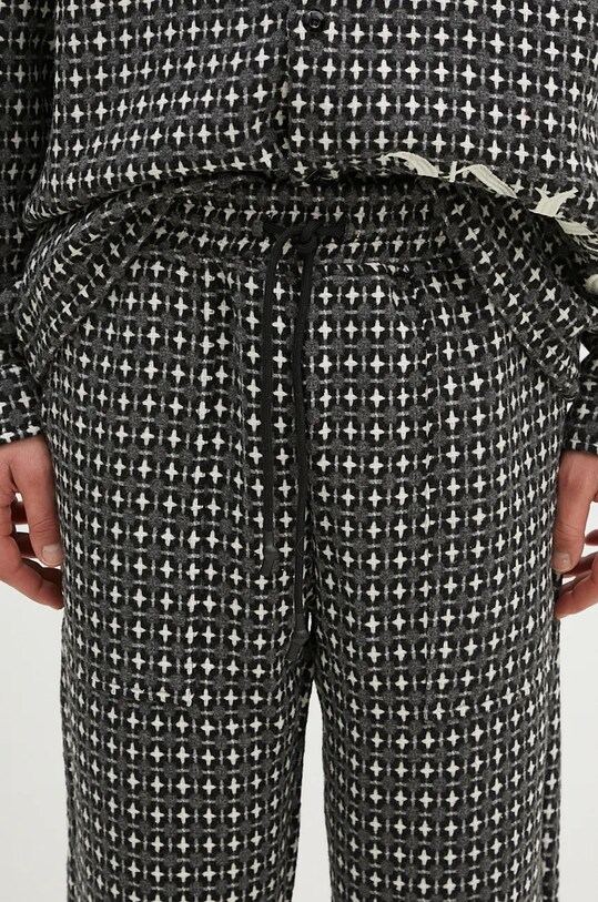 Kalhoty s příměsí vlny PLEASURES Cross Easy Pants šedá P24F035