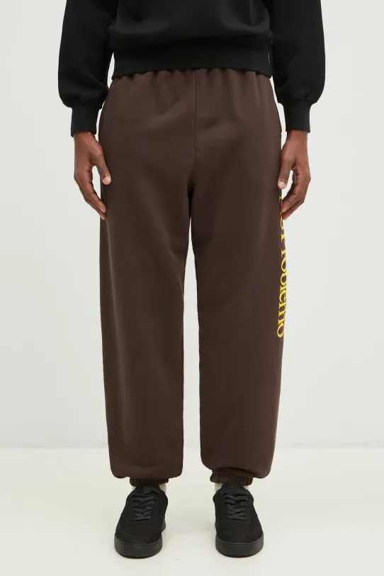 No Problemo spodnie dresowe bawełniane Sweatpant nadruk brązowy NP30002.02