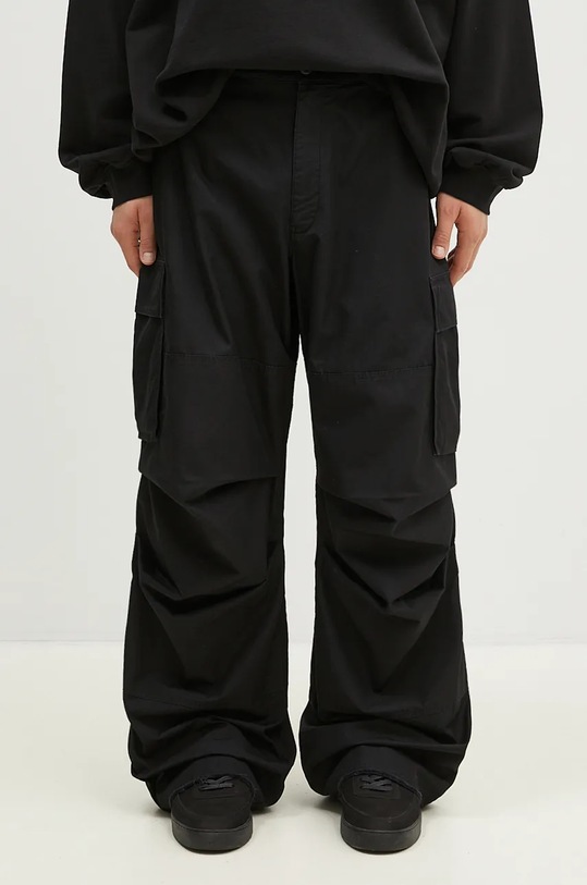 032C pantaloni de bumbac ''Overtime'' Cargo Pants uni negru F24.URW.1001.000