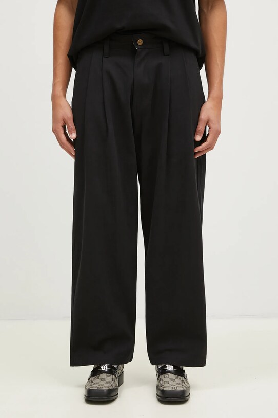 Хлопковые брюки Butter Goods Pleated Trousers хлопок чёрный BG243717