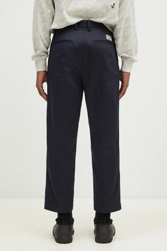 Odzież Wacko Maria spodnie bawełniane Double Pleated Chino Trousers 24FW.WMP.PT02 granatowy