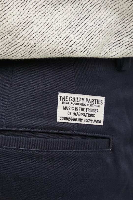 Wacko Maria cotton trousers Double Pleated Chino Trousers navy 24FW.WMP.PT02