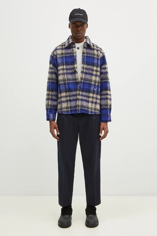 Wacko Maria spodnie bawełniane Double Pleated Chino Trousers 24FW.WMP.PT02 granatowy