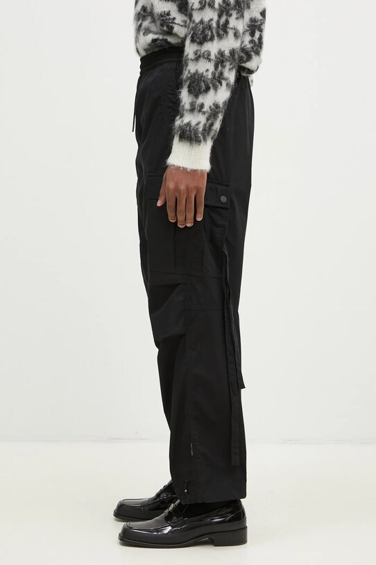 Maharishi cotton trousers Asym Cargo Track Pants 5307.BLACK black AW24