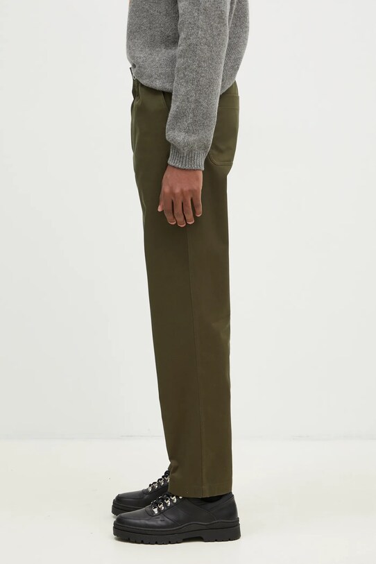 Bavlněné kalhoty Maison Kitsuné Casual Pants MM01119WW0122 zelená AW24