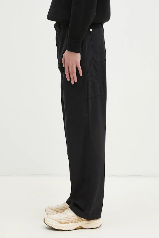 Παντελόνι Wood Wood Fed Herringbone Workwear Pants 30250468 μαύρο AW24