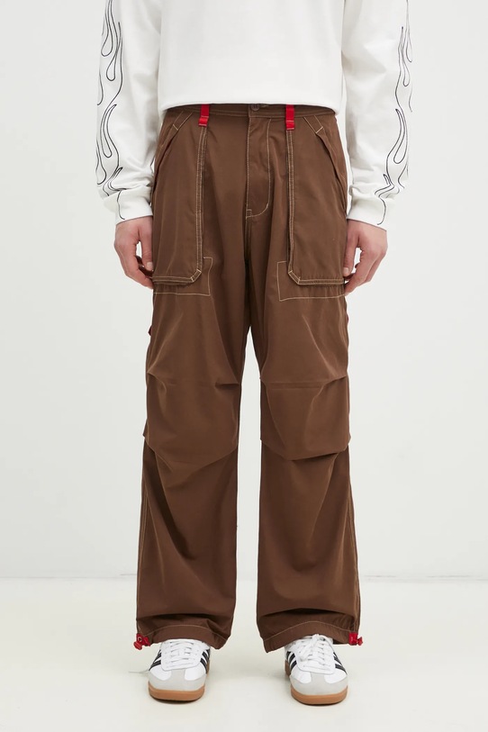 Kalhoty PLEASURES Public Utility jednoduchý hnědá P24W011