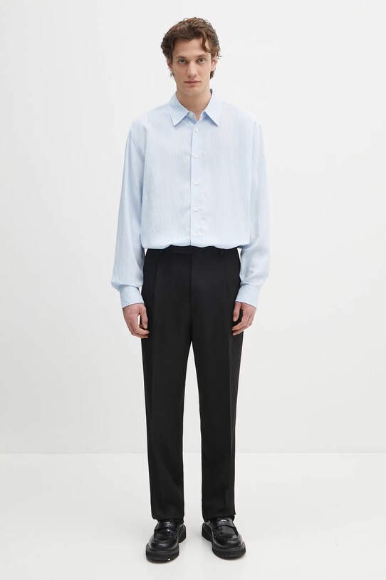 Vlnené nohavice Wacko Maria Pleated 24FW.WMP.TR02 čierna