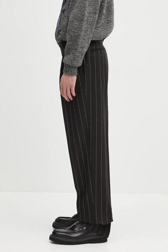 Vunene hlače Wacko Maria Double Pleated 24FW.WMP.TR21 crna AW24