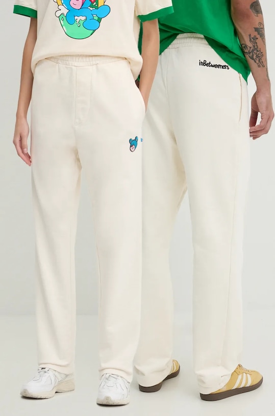 Хлопковые спортивные штаны Inbetweeners аппликация бежевый F4TWUAFP051
