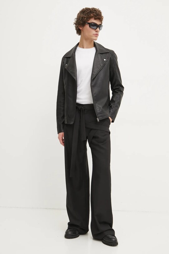 Odzież Heliot Emil spodnie z domieszką wełny AW24.M.10.182.BLK01 czarny