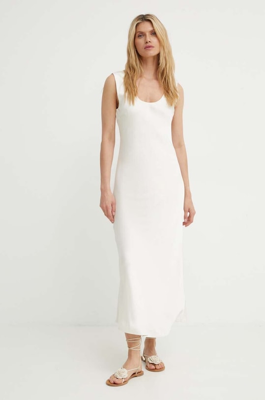 Samsoe Samsoe sukienka SASUMMA rozkloszowany beżowy F24200088