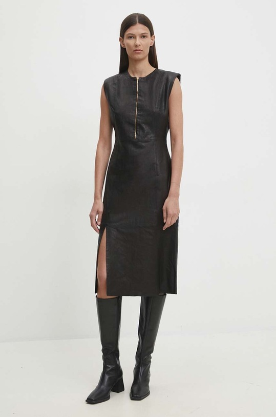 Bruuns Bazaar rochie de piele SoftBBAgathea leather dress mini negru BBW4183