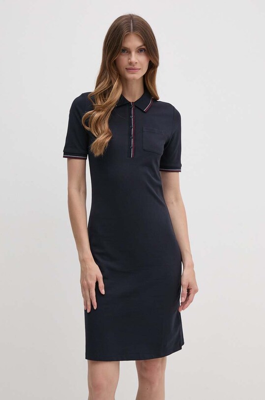 Šaty Tommy Hilfiger s elastanom tmavomodrá WW0WW42114