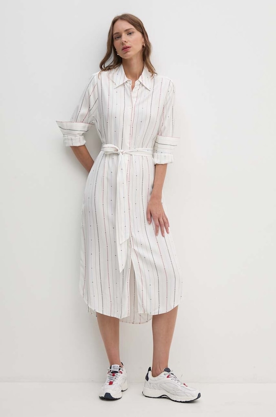 Šaty Tommy Hilfiger midi bílá WW0WW42302