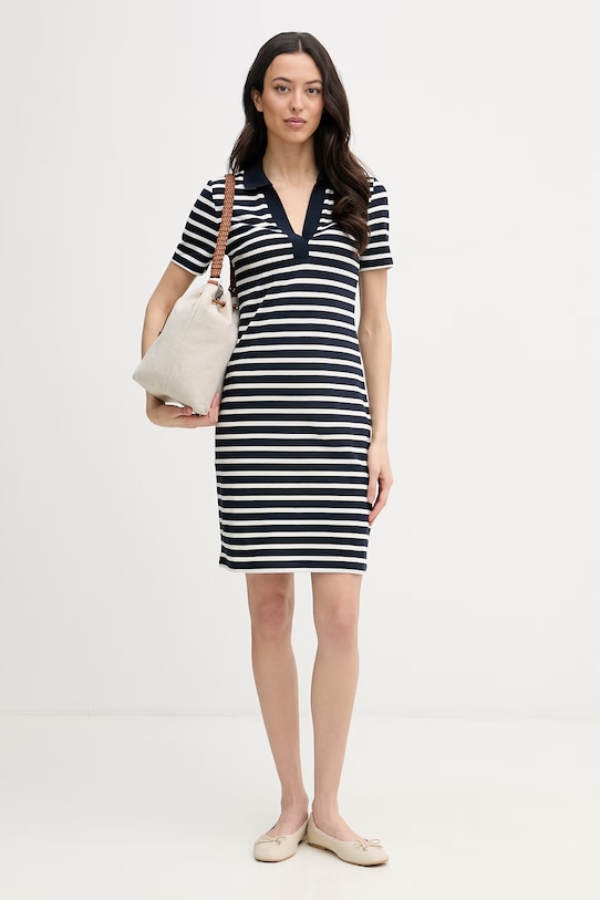 Tommy Hilfiger šaty bavlněné s elastanem WW0WW42567 námořnická modř SS26