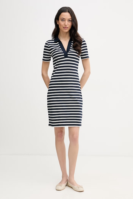 Tommy Hilfiger šaty bavlněné s elastanem námořnická modř WW0WW42567