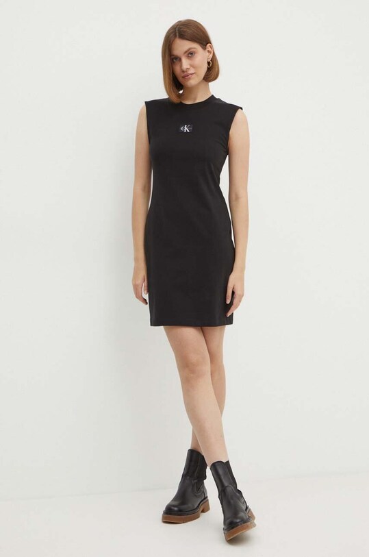 Calvin Klein Jeans sukienka bawełniana J20J223526 czarny AW24