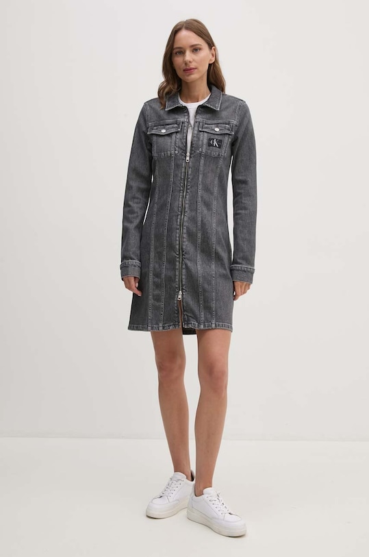 Calvin Klein Jeans rochie din denim J20J223667 gri AW24