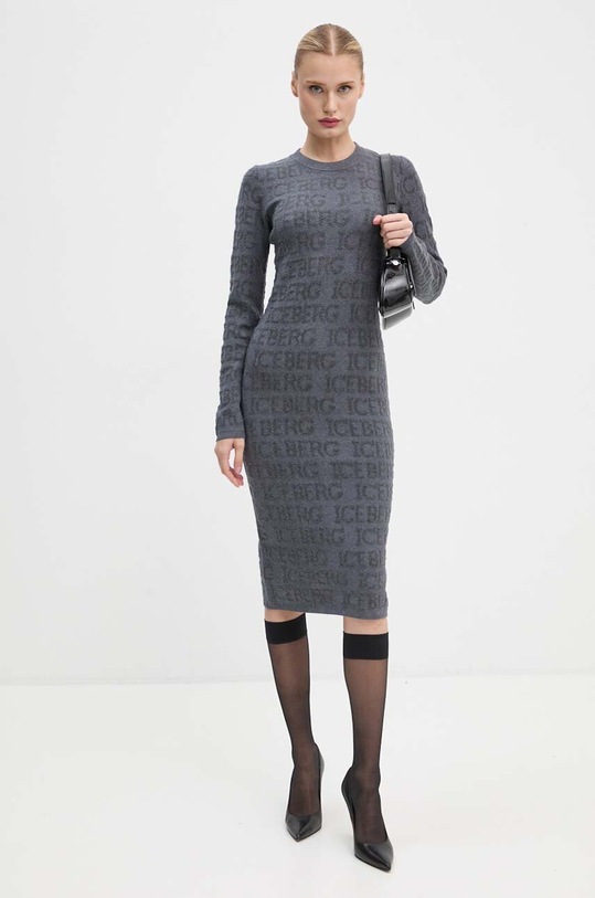 Iceberg sukienka wełniana AH01.9030 szary AW24