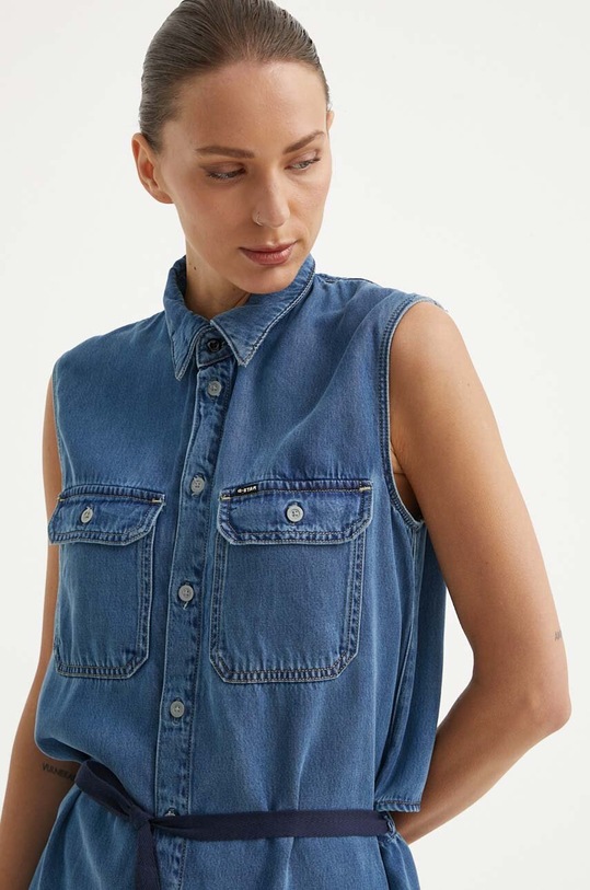 G-Star sukienka jeansowa D24872.D548 niebieski
