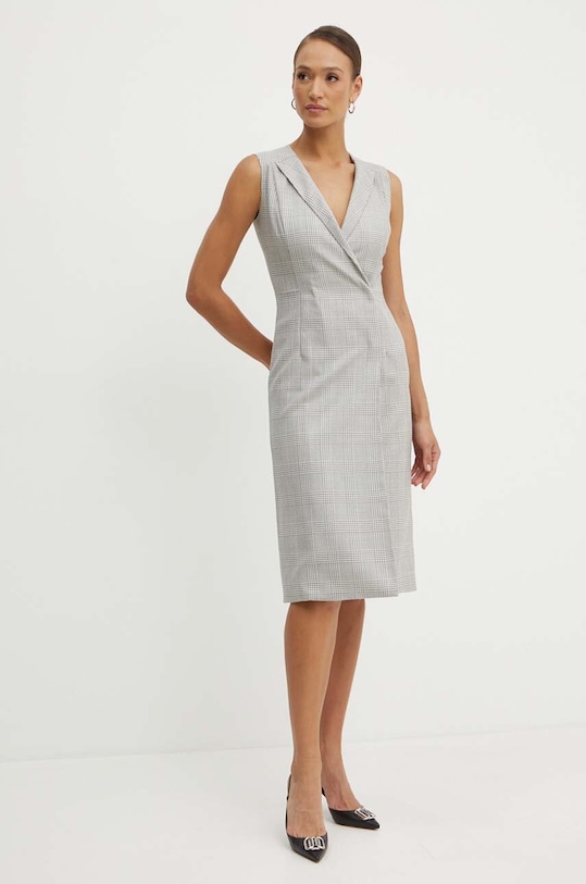 Μάλλινο φόρεμα BOSS 50518425 γκρί AW24